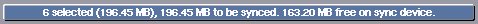 AmiPodder status bar when a the selected episodes will not fit on the player.