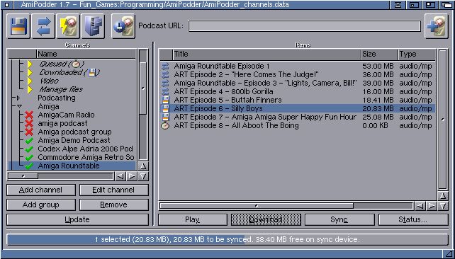 AmiPodder main window