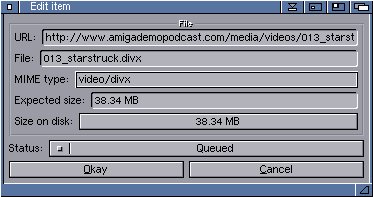 AmiPodder edit podcast window